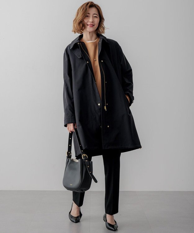 23区 【Oggi2月号掲載/洗える】ウォームストレッチ テーパード パンツ ブラック系