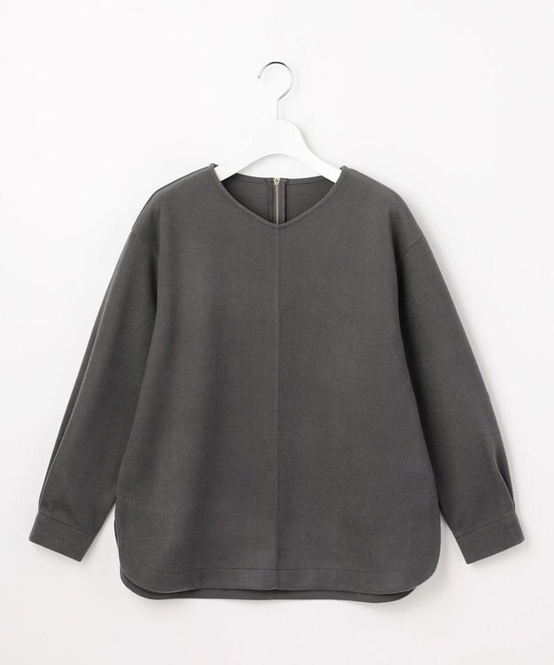 J.PRESS LADIES メルトンジャージー Vネック カットソー スレート系