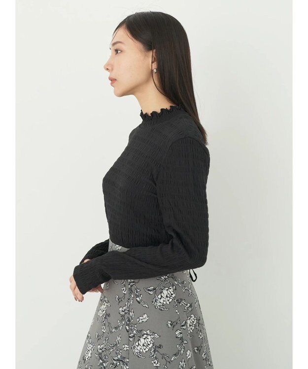 earth music&ecology シャーリングハイネックプルオーバー Black