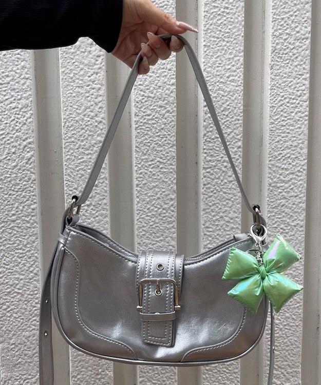 WEGO メタリッククッションリボンキーホルダー グリーン