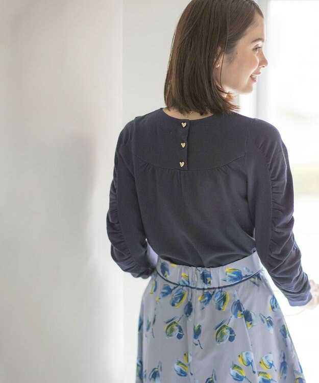 組曲 L ハートボタン ニットプルオーバー ネイビー系