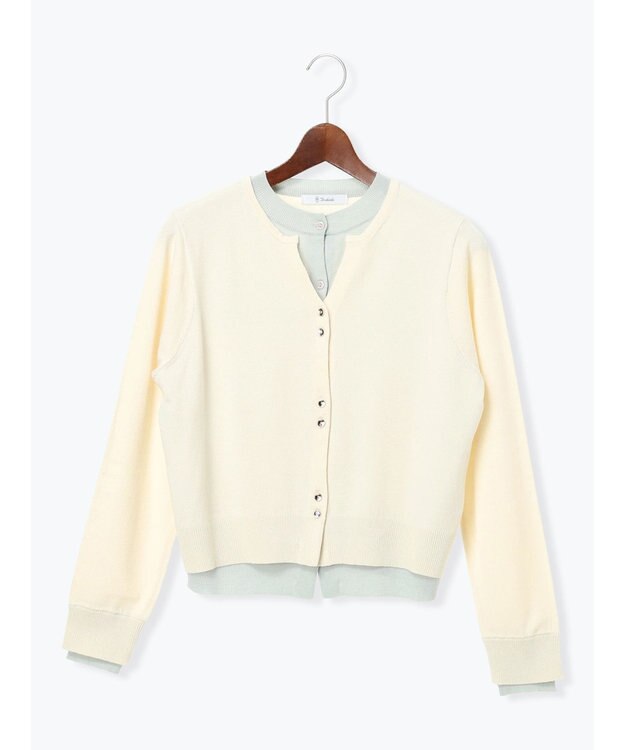 Te chichi 配色レイヤードカーディガン クリーム