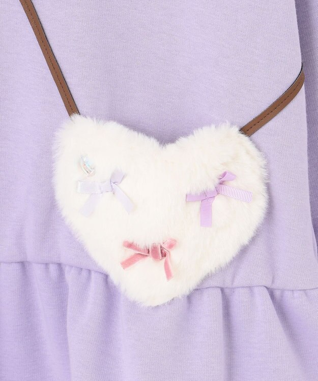 ANY KIDS 裏シャギーポシェットトレーナー ラベンダー×ハート