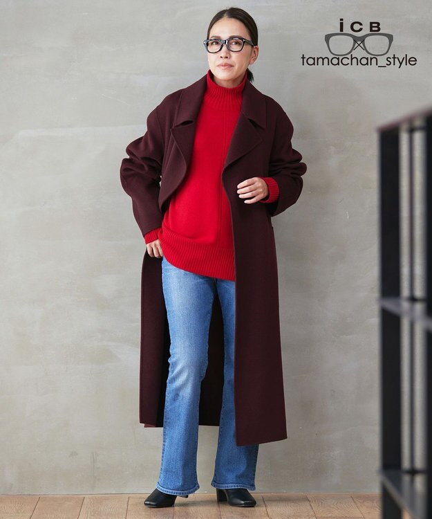 ICB 【ICB×tamachan_style コラボ】スタイルアップ フレアデニム ライトインディゴ系