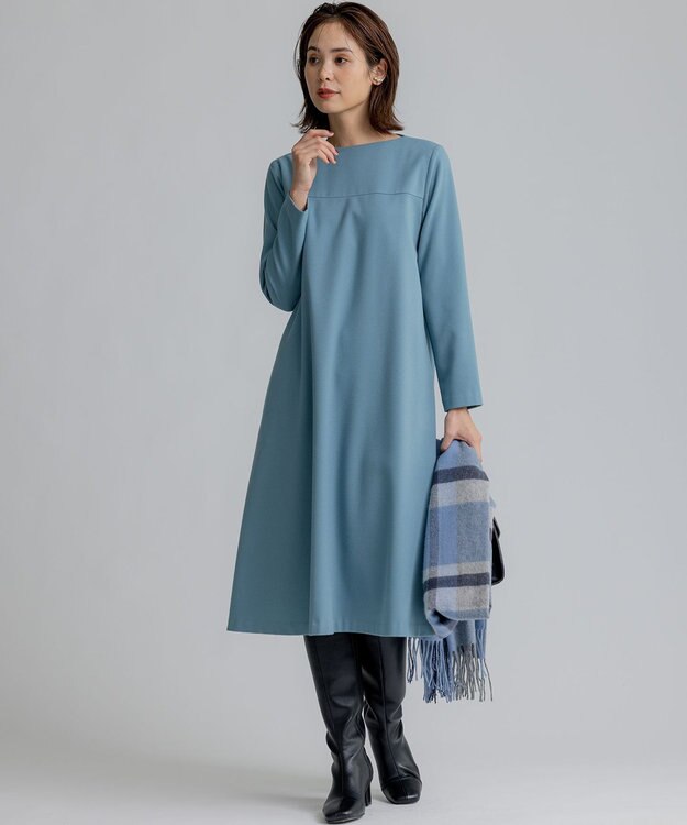 組曲 ウールマルチチェックストール ブルー系3