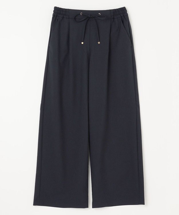 ANY L 【ウエストゴム/ストレッチ/セットアップ可】イージィケアストレッチワイドパンツ ネイビー