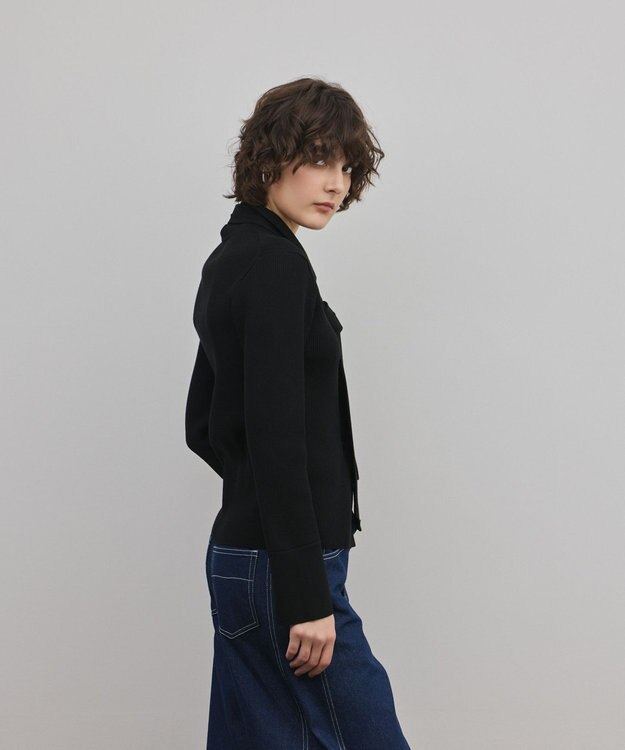 GRACE CONTINENTAL リブシャツニットトップ ブラック