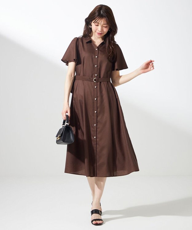 ANY SIS S 【接触冷感・UVカット・速乾】スムージーポリエステル シャツワンピース 【WEB限定】ブラウン