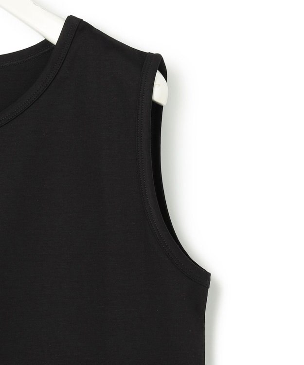 ICB L 【洗える】 コットンリヨセルスムース ノースリーブインナー ブラック系