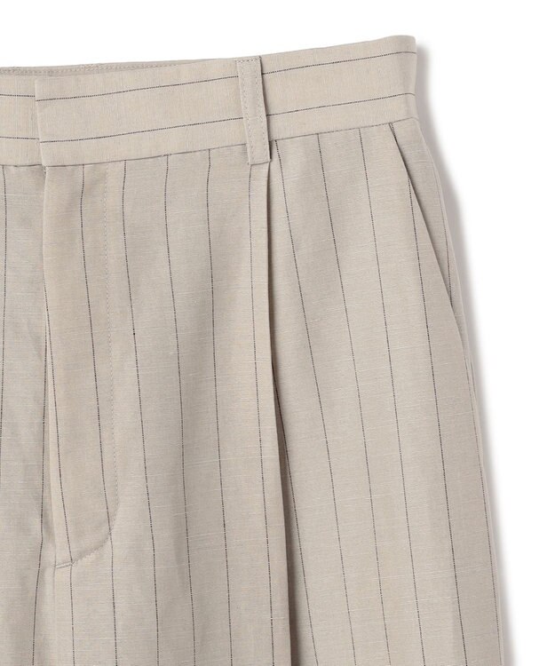 BEIGE， ERYTH / リネンストライプ タックワイドパンツ Flax × Bordeaux