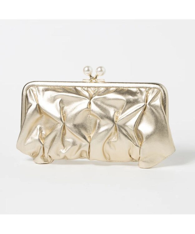 UNBILLION perche タックボンディングがま口長財布 ゴールド