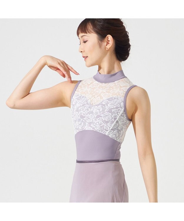 Chacott ◎【Nela ライン】ハイネックレオタード モーブ