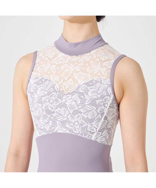 Chacott ◎【Nela ライン】ハイネックレオタード モーブ