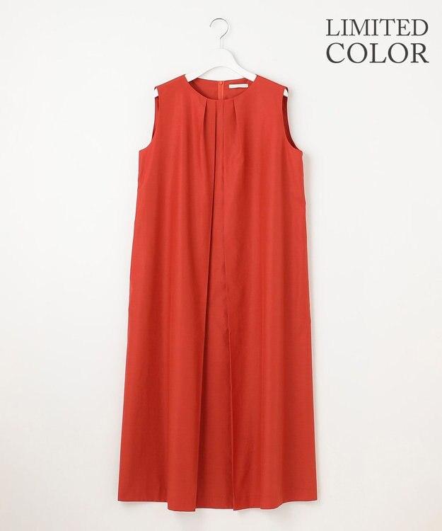 自由区 【WEB限定カラーあり・洗える】タッサーポプリンノースリーブ ワンピース [WEB限定]ディープオレンジ