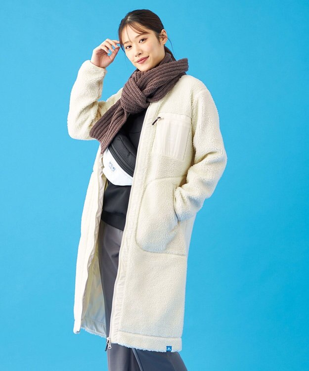 SHARE PARK LADIES 【LADIES】ボアフリースロングカーディガン オフホワイト