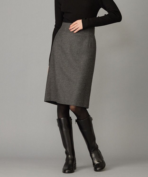 ICB L シックツイード スカート ミディアムグレー系