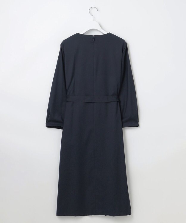 J.PRESS LADIES L 【洗える】T/Rウォッシャブルギャバ パール釦 ワンピース ネイビー系