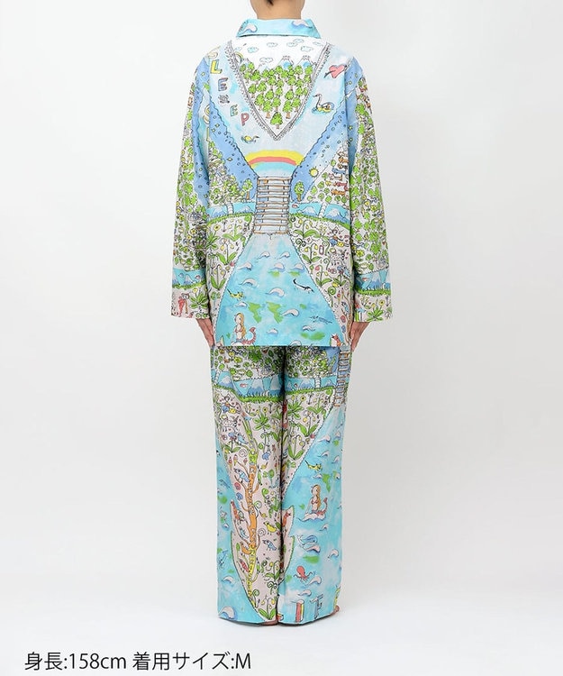 tsumori chisato SLEEP ツモリチサト パジャマ 綿100%(本体) サテン 長袖 長ズボン レディース UDX506/ワコール サックス