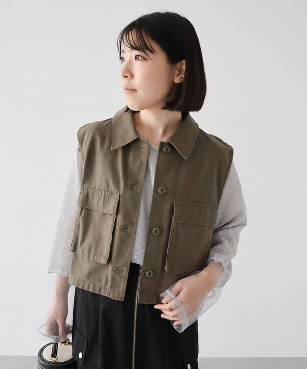 Green Parks 袖チュールドッキングラメプルオーバー Gray