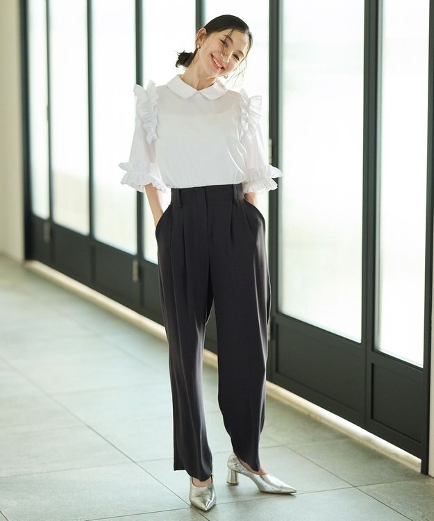 #Newans ロマンティックフリルディテールシャツ ホワイト