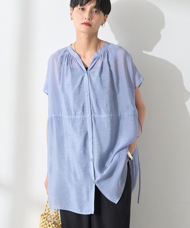 AMERICAN HOLIC ウエストドロストフレンチスリーブブラウス Blue