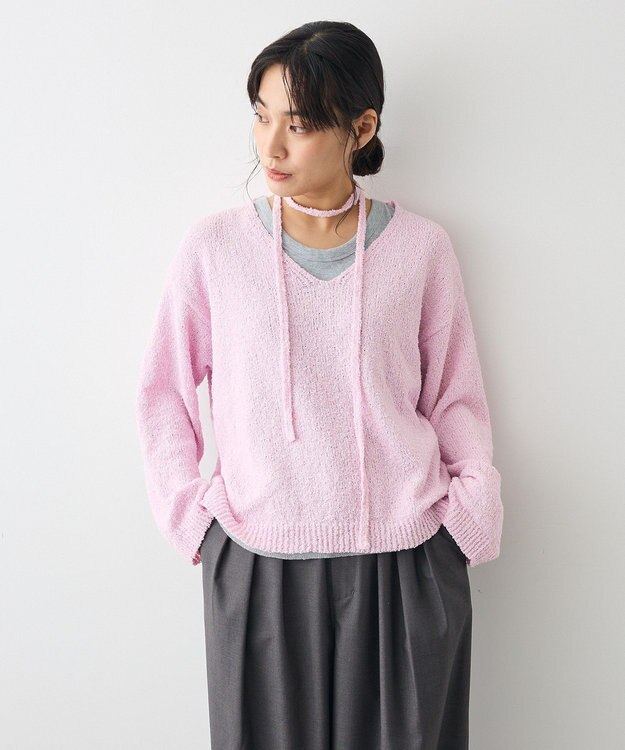 CRAFT STANDARD BOUTIQUE ファンシーヤーンVネックプルオーバー Pink