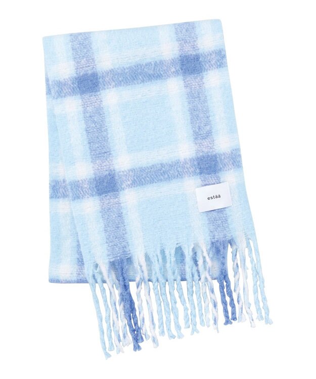 MOONBAT estaa ボリュームマフラー クラシックチェック／手洗い可 ペールスカイ