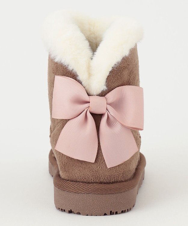 ANY KIDS フェイクムートン リボン ブーツ ベージュ