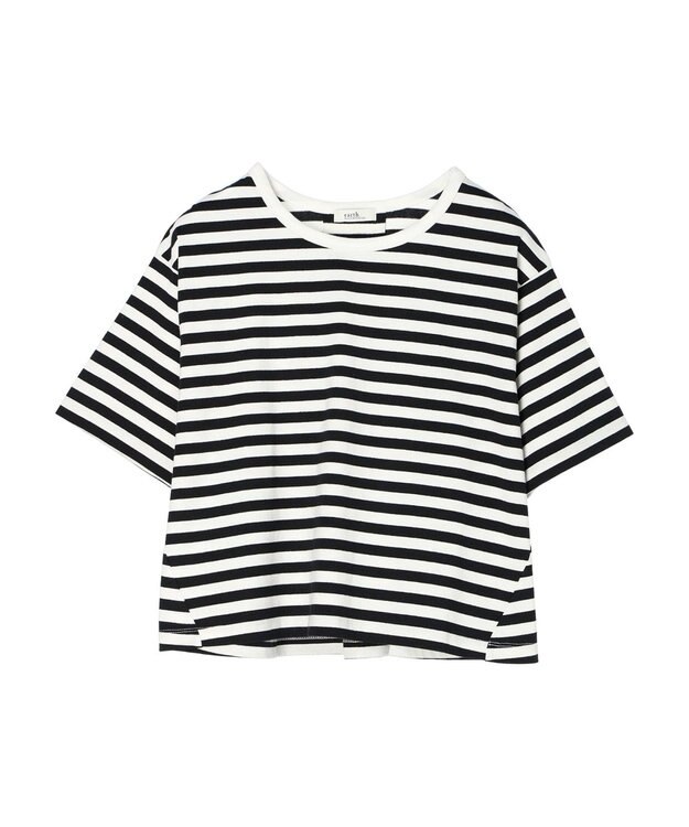 earth music&ecology バックタッククロップドＴ Border