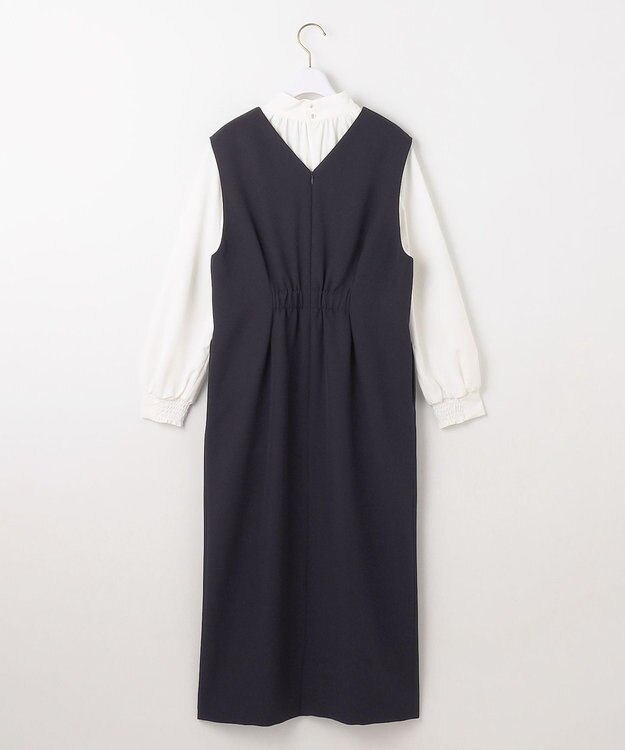 ANY SIS 【優木まおみさんコラボ】秒映えセレモニー ブラウス × ジャンパースカート オフ×ネイビー