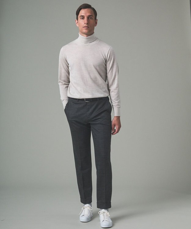 GOTAIRIKU 新色追加【洗える/チクチクしにくい/ピリングしにくい】イタリア糸 ハイゲージ タートルネックニット_WOOL100％ アイボリー系