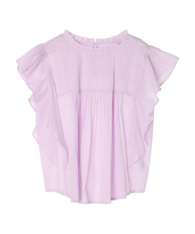 earth music&ecology コットンボイルフリルブラウス Light Pink