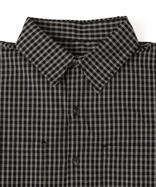 WEGO ミニマムチェックショートシャツ（LS） ブラックチェック1