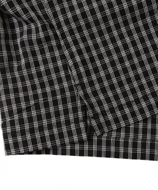 WEGO ミニマムチェックショートシャツ（LS） ブラックチェック1