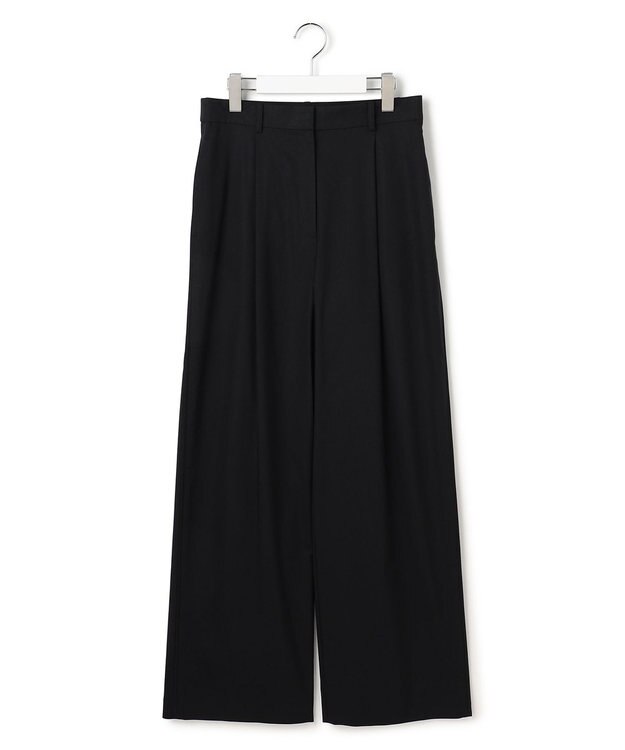 ICB ドライリネンストレッチ ワイドストレートパンツ ブラック