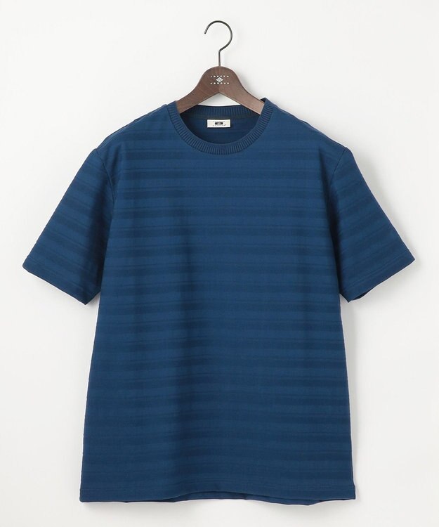 JOSEPH ABBOUD 【キングサイズ・オーガニックコットン使用・日本素材】リンクスボーダー Tシャツ ダルブルー系