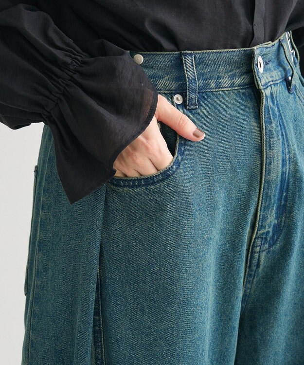 Green Parks ・ＳＵＧＡＲ　ＳＰＯＯＮ　タックデニムワイドパンツ Green