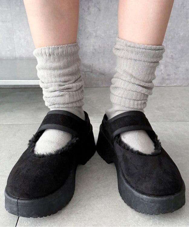 WEGO ムートンタッチメリージェーンシューズ ブラック