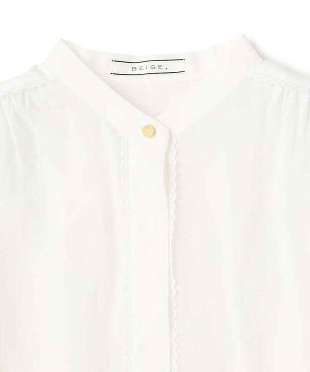 BEIGE， PAULINE / リネンヴィスコースレースブラウス White