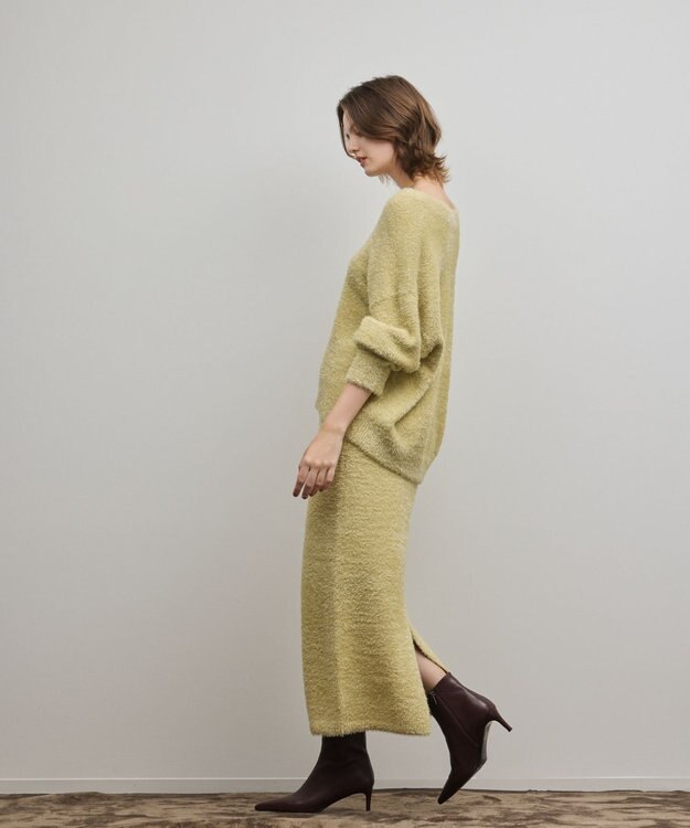 GRACE CONTINENTAL ラメフェザーニットトップ イエロー