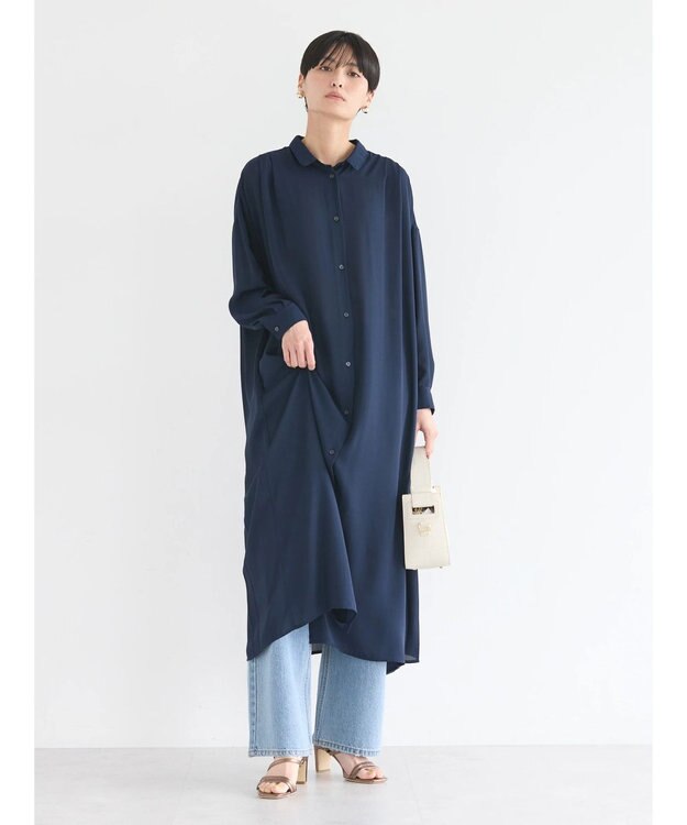 AMERICAN HOLIC ジョーゼットバックプリーツワンピース Navy