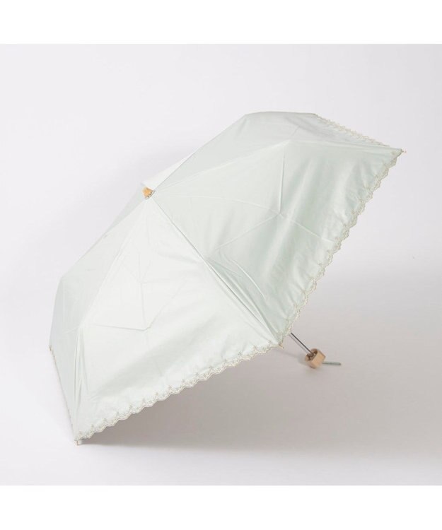 UNBILLION カシュネ cachenez /【晴雨兼用　日傘　UVカット率・遮光率100％生地使用 】PUフローラルラメ刺繍ミニ折りたたみ傘 グリーン