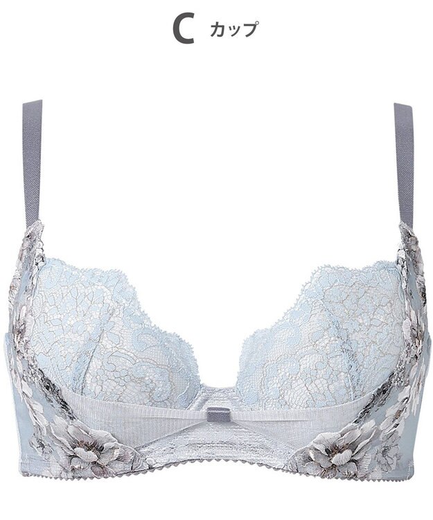 WACOAL ブラジャー 【リボンブラ 脇すっきり】 脇高設計 着やせシルエット 動いても谷間キープ Gカップまで対応 大きいサイズ レディース BXB443 /ワコール サックス