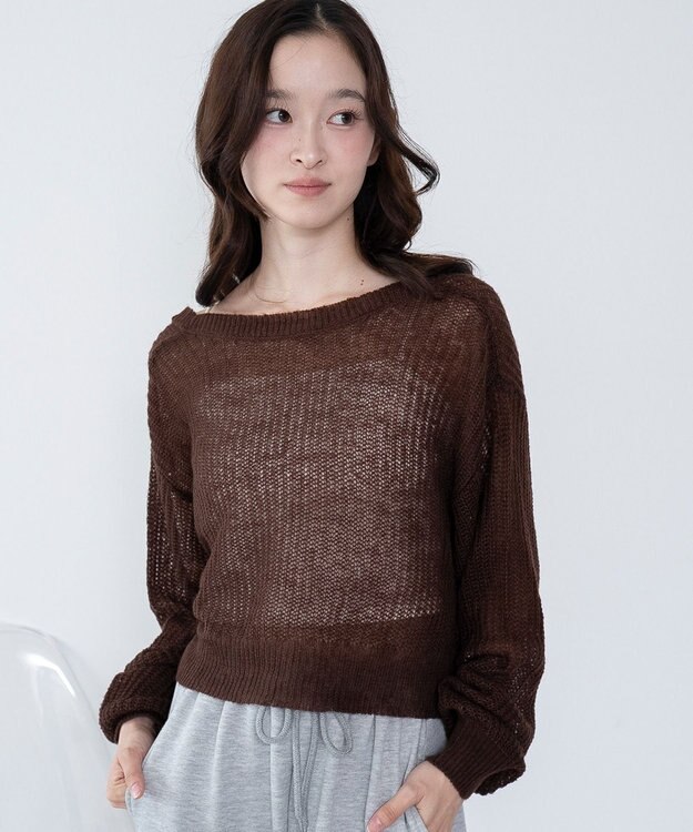 WEGO 【25年秋冬新作】モヘアタッチ2WAYリボンカーデ ブラウン