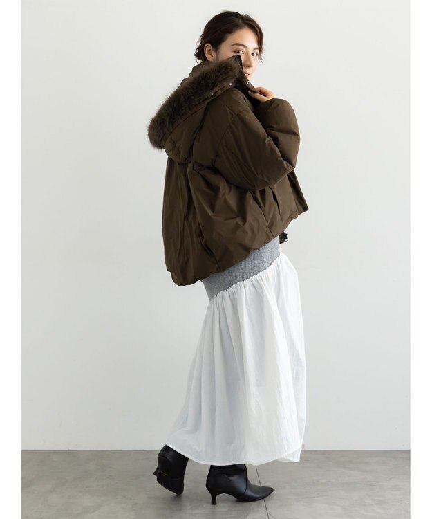 Te chichi 【宮本茉由着用】フードショートダウンジャケット カーキ