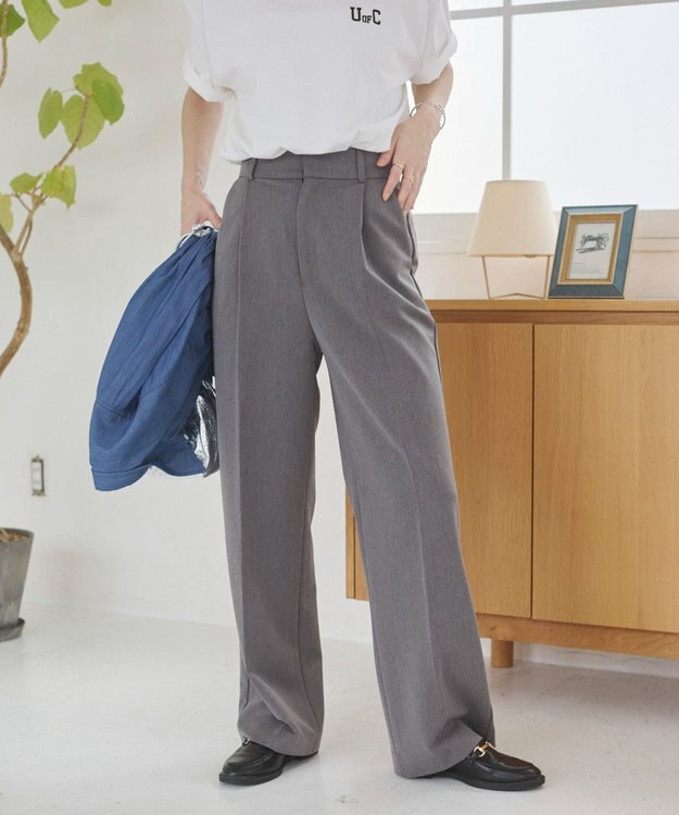 WEGO 【ANGIE VINTAGE/SMLサイズ展開】タックストレートスラックス 杢グレー