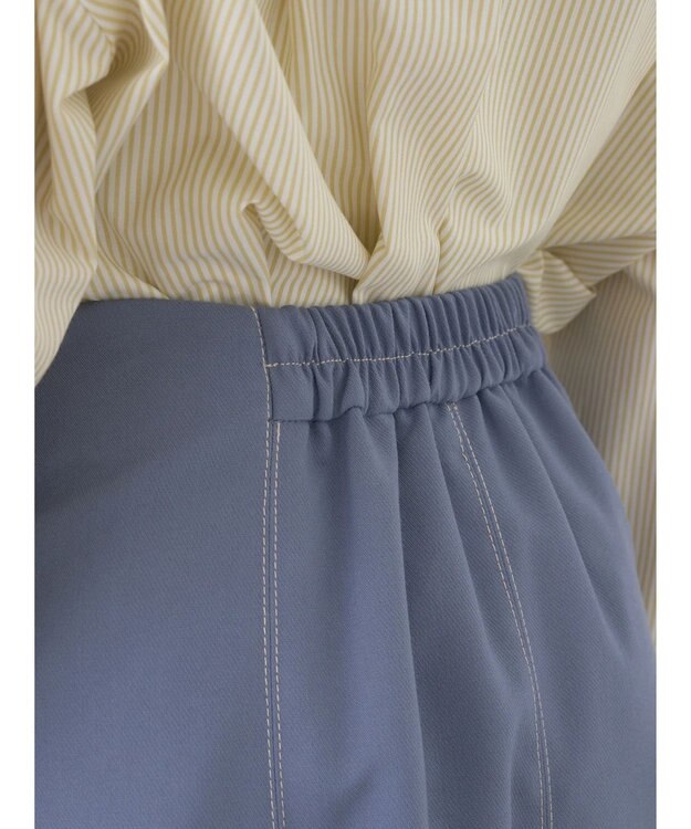 earth music&ecology 配色ステッチパネルフレアスカート Blue