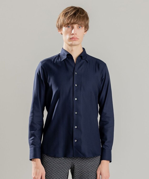 JOSEPH HOMME ツイルヘリンボンクレイジー　イタリアンカラー ネイビー系