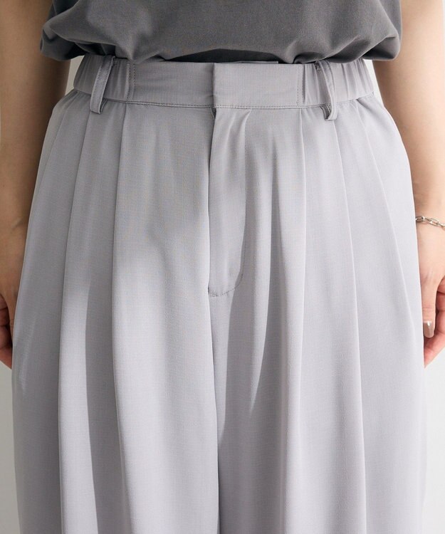Green Parks セミワイドスラックスパンツ Light Gray