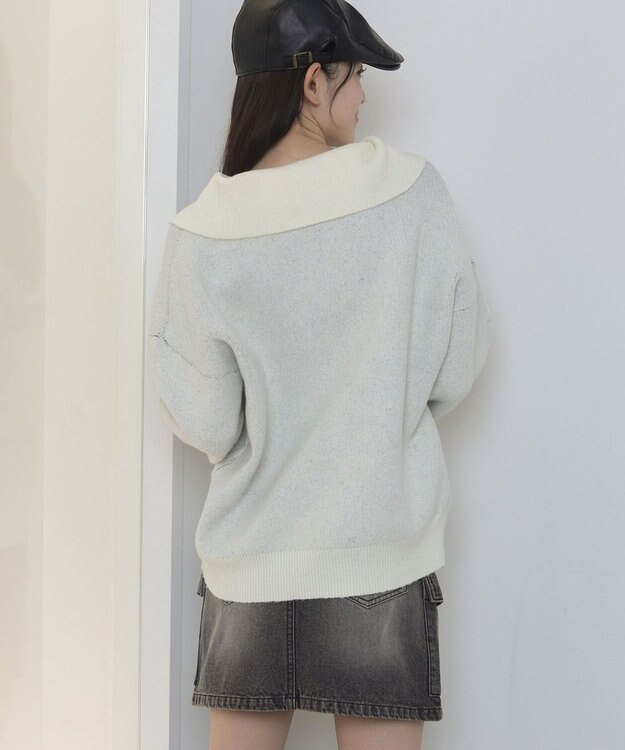 WEGO フラッフィーハーフジップニット オフホワイト